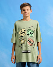 Load image into Gallery viewer, تي شيرت LIME GREEN FOUR BLOCKS OVERSIZE MINECRAFT TEE: أخضر: 8-9 سنوات
