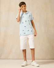 Load image into Gallery viewer, قميص بولو مطبوع أزرق للأولاد الكبار
