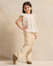 Load image into Gallery viewer, بنطلون جينز مستقيم مطرز باللون البيج للبنات
