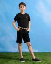 Load image into Gallery viewer, شورت أسود بحزام دوبي: أسود: 2
