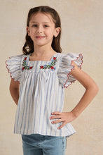 Load image into Gallery viewer, غزل مصبوغ مع بلوزة مطرزة: أبيض:
