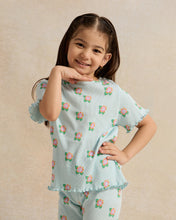 Load image into Gallery viewer, قميص أزرق على شكل زهرة AOP RIB H/S بحاشية خس: أزرق: 2
