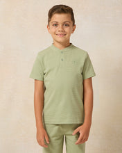 Load image into Gallery viewer, تي شيرت SAGE GREEN كم قصير من الفشار المحبوك هينلي: أخضر: 2-3 سنوات
