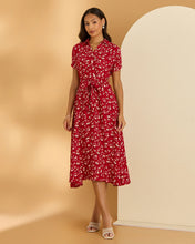 Load image into Gallery viewer, فستان قميصي (Shirt Dress) بقصة A-line ونقشة مطبوعة – تشكيلة متنوعة – ردتاغ اليمن
