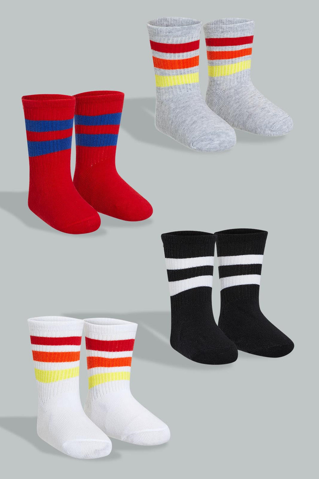 Assorted Striped Socks (Pack of 4) طقم جوارب طويلة بألوان مختلفة (4 أزواج)