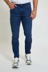 Indigo Mid Wash 5-Pockets Slim Fit Jean بنطلون جينز بقصّة ضيّقة بخمسة جيوب