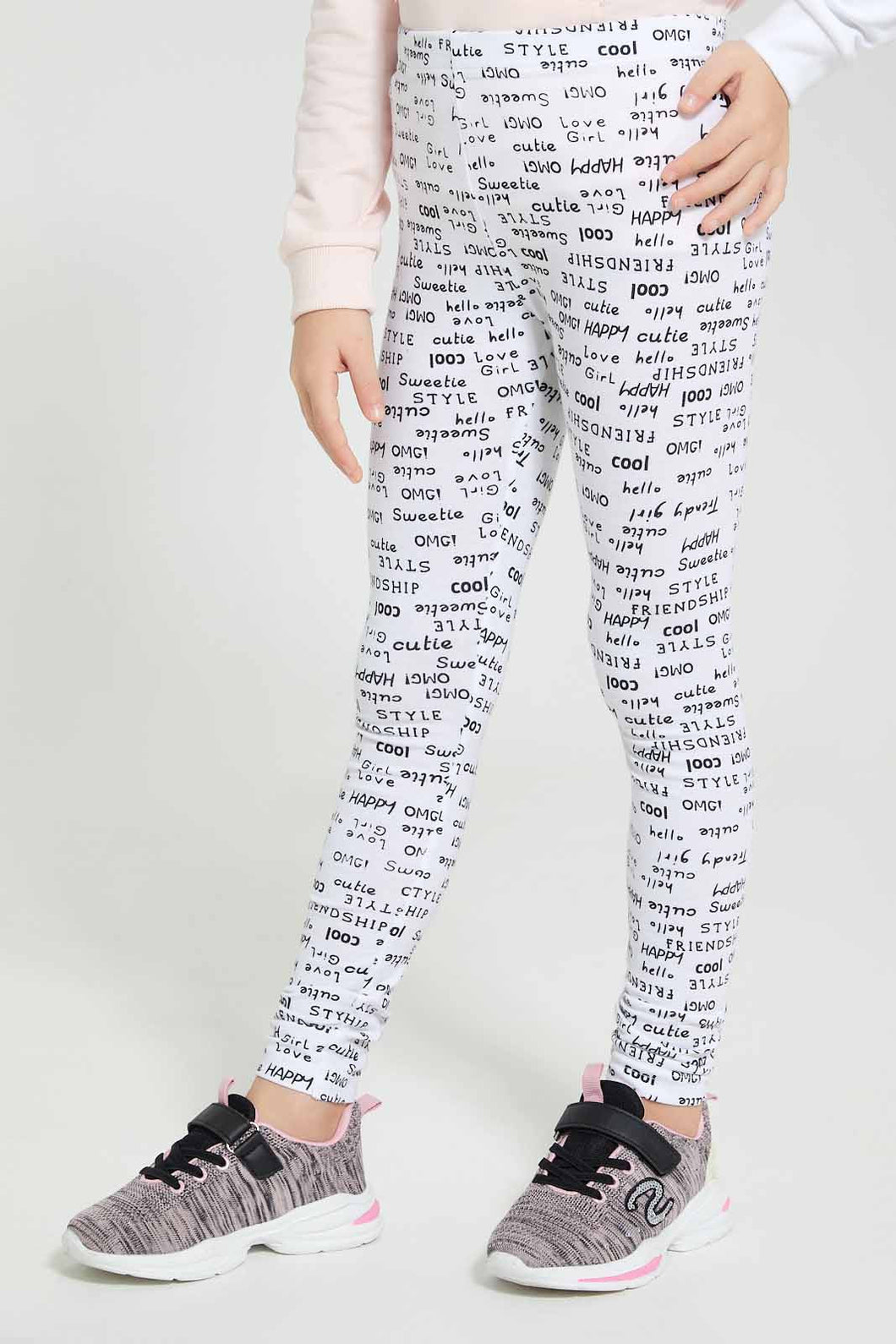 White Printed Legging ليجينجز بطبعات باللون الأبيض