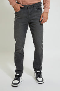 Charcoal 5-Pockets Slim Fit Jean بنطال جينز بخمسة جيوب بلون رمادي داكن