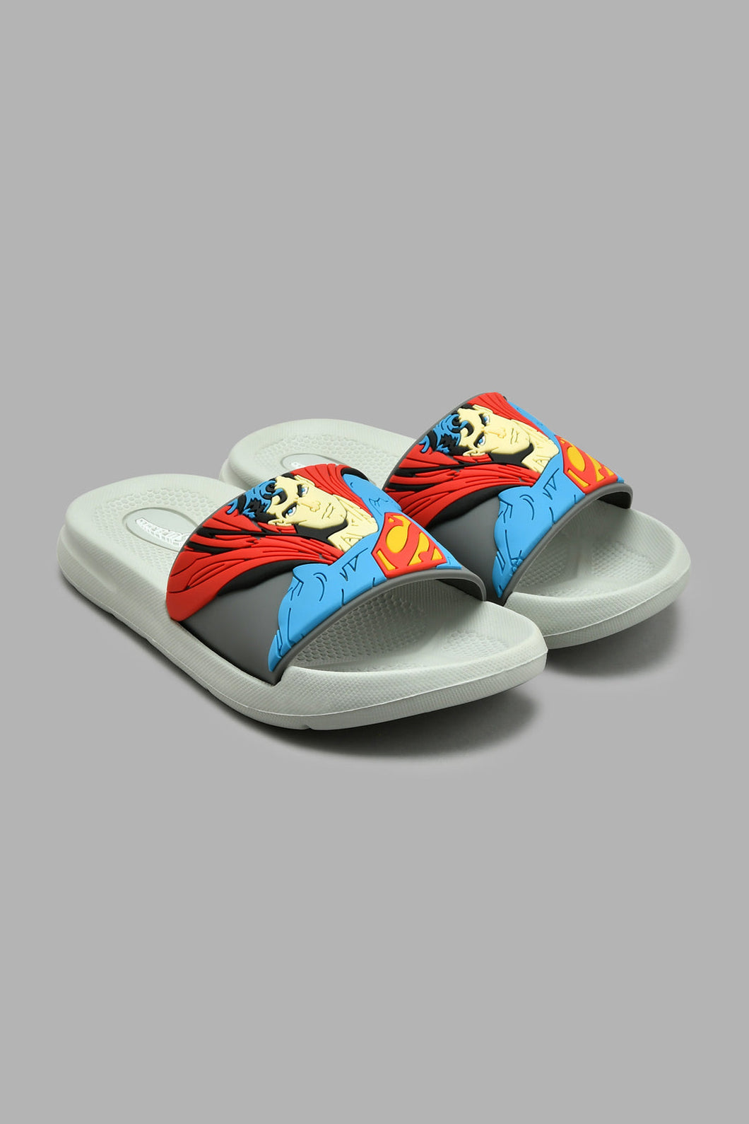Grey Superman Slide شبشب رمادي منقوش بشخصية سوبرمان