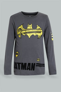 Grey Batman T-Shirt تيشيرت بطباعة باتمان باللون الرمادي