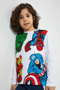White Marvel Character T-Shirt تيشيرت باللون الأبيض بطبعة شخصية
