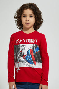 Red Bugs Bunny T-Shirt تيشيرت بطباعة باغز باللون الأسود