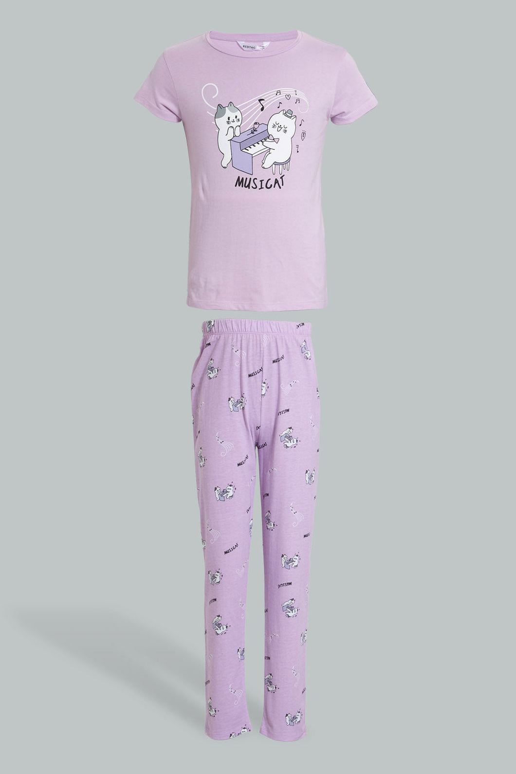Lilac Musicat Pyjama Set (2 Piece) طقم بيجامة بطباعة باللون الليلك (قطعتين)