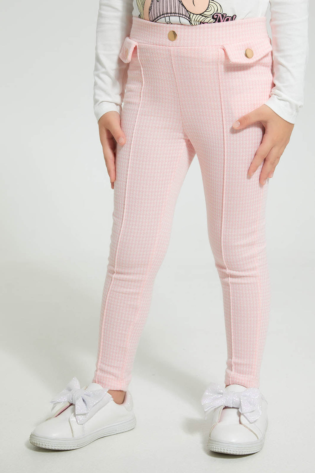 Pink Houndstooth Jegging جيغينز بطبعات مربعة باللون الوردي