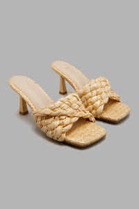Beige Woven Mule صندل محبوك باللون البيج