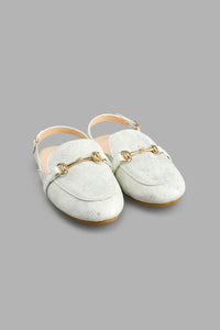 Silver Embossed Mule صندل منقوش باللون الفضي