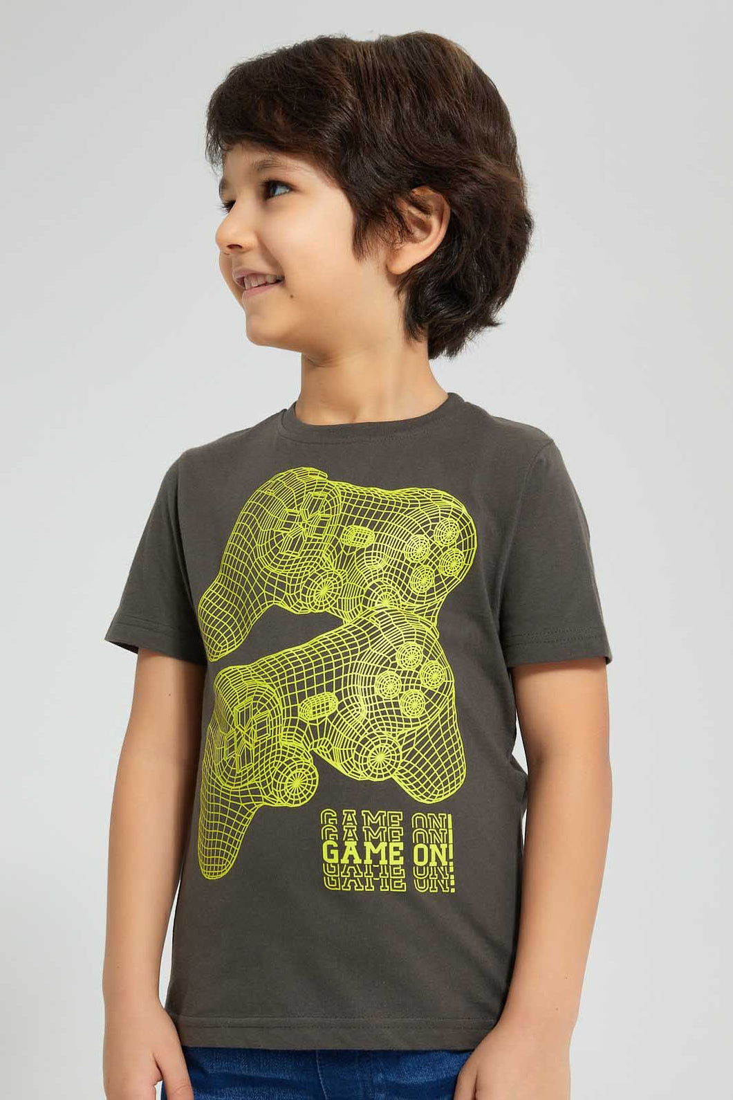 Grey Controller T-Shirt تيشيرت بطبعة باللون الرمادي