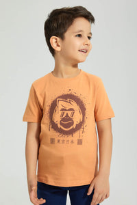Orange Gorilla T-Shirt تيشيرت باللون البرتقالي بطبعة غوريلا