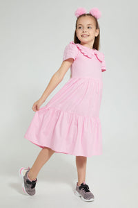 Pink Tiered Maxi Dress فستان طبقات باللون الوردي