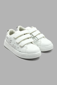 White Dinosaur Velcro Sneaker سنيكرز رياضي فيلكرو أبيض