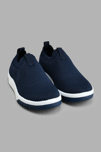 Navy Knit Slip On Sneaker حذاء رياضي باللون الكحلي سهل الارتداء