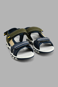 Navy And White Sporty Sandal صندل قوالب ملونة باللون الكحلي والأزرق