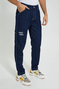 Indigo Printed Slim Fit Jean جينز بطبعة سليم فت باللون الأزرق الداكن