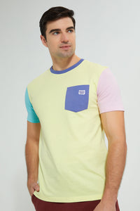 Yellow Colour Block T-Shirt تيشيرت بقوالب ملونة باللون الأصفر