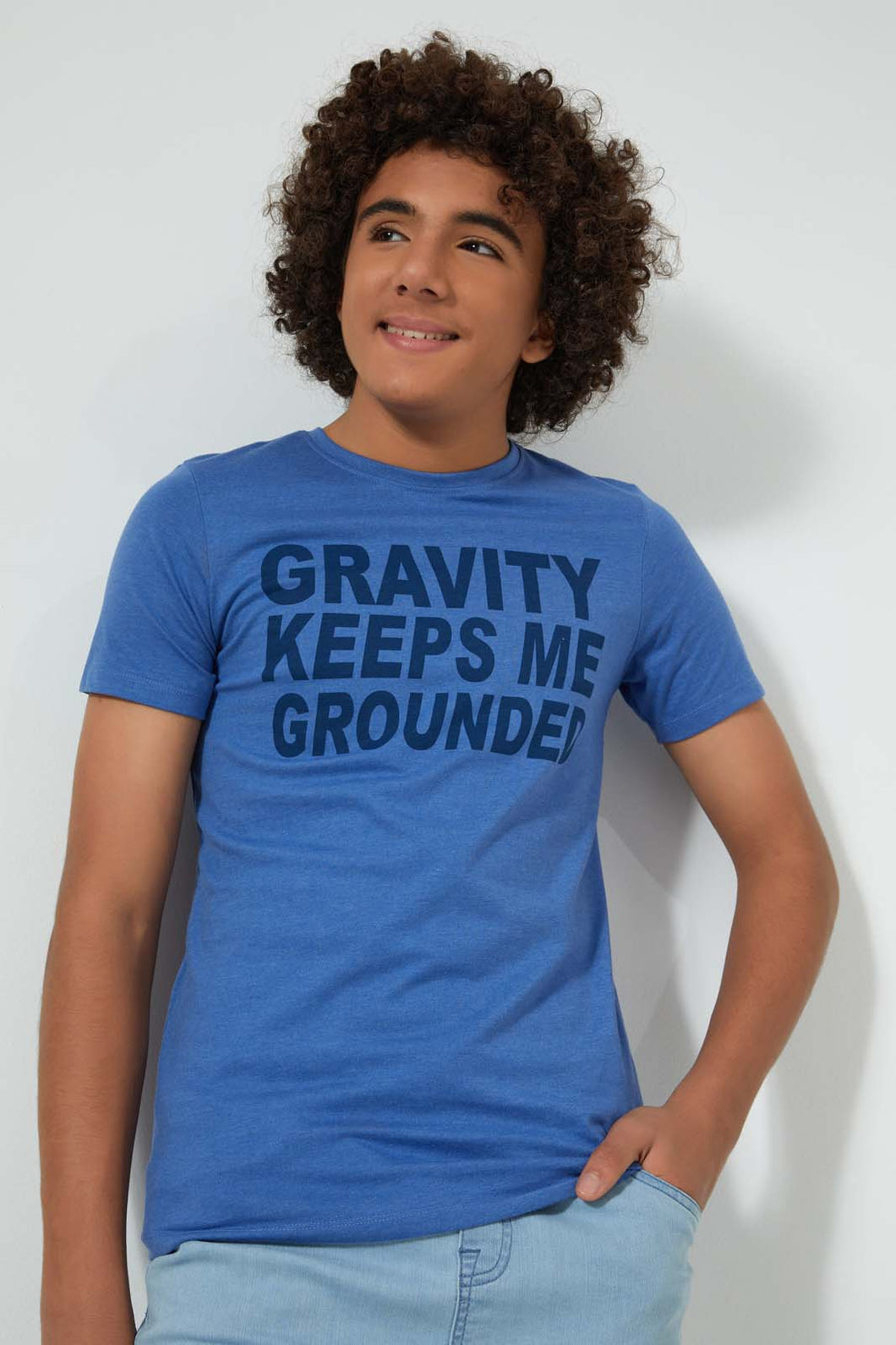 Blue Gravity T-Shirt تيشيرت باللون الأزرق مطبوع
