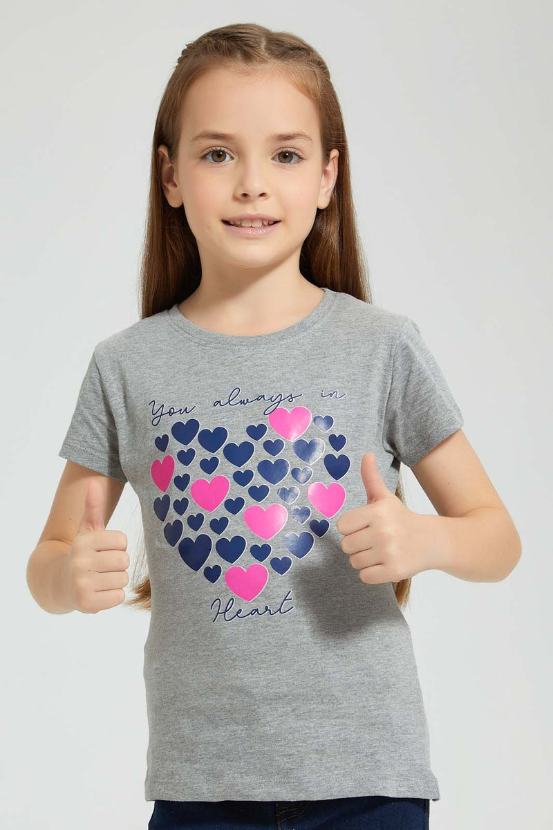 Grey Heart T-Shirt تيشيرت بطبعة قلب باللون الرمادي