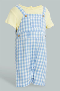 Yellow And Blue Dungaree Romper