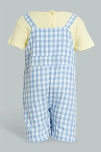 Yellow And Blue Dungaree Romper