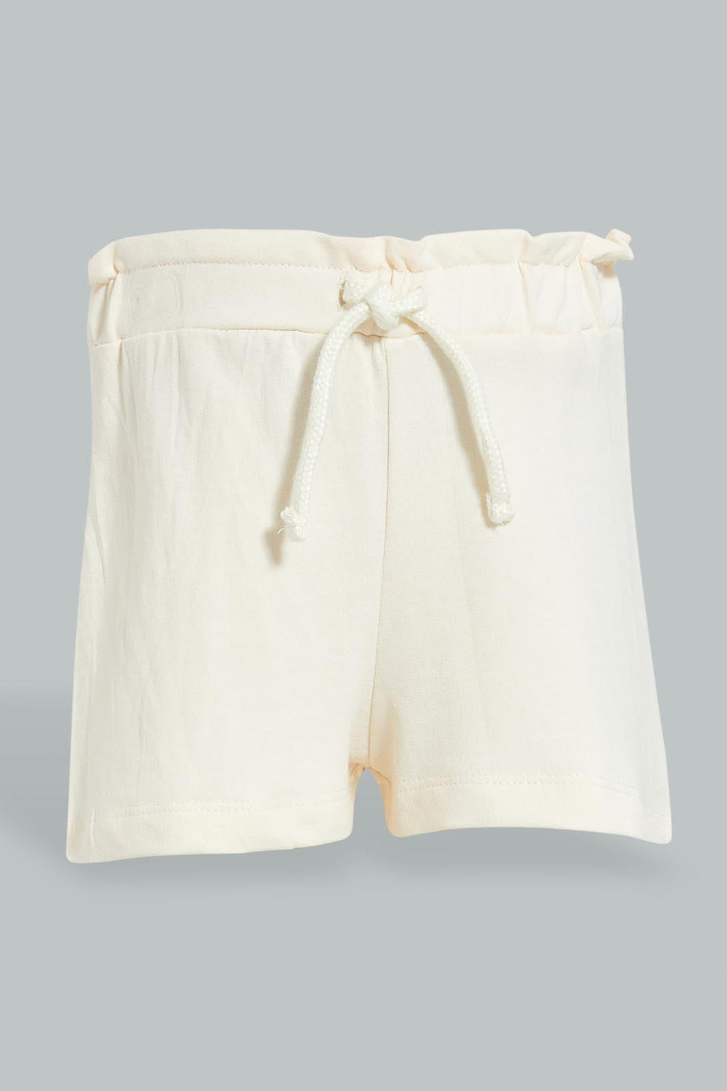 Ivory Pull On Short For Baby Girls شورت مطاطي باللون العاجي للبنات الرضع