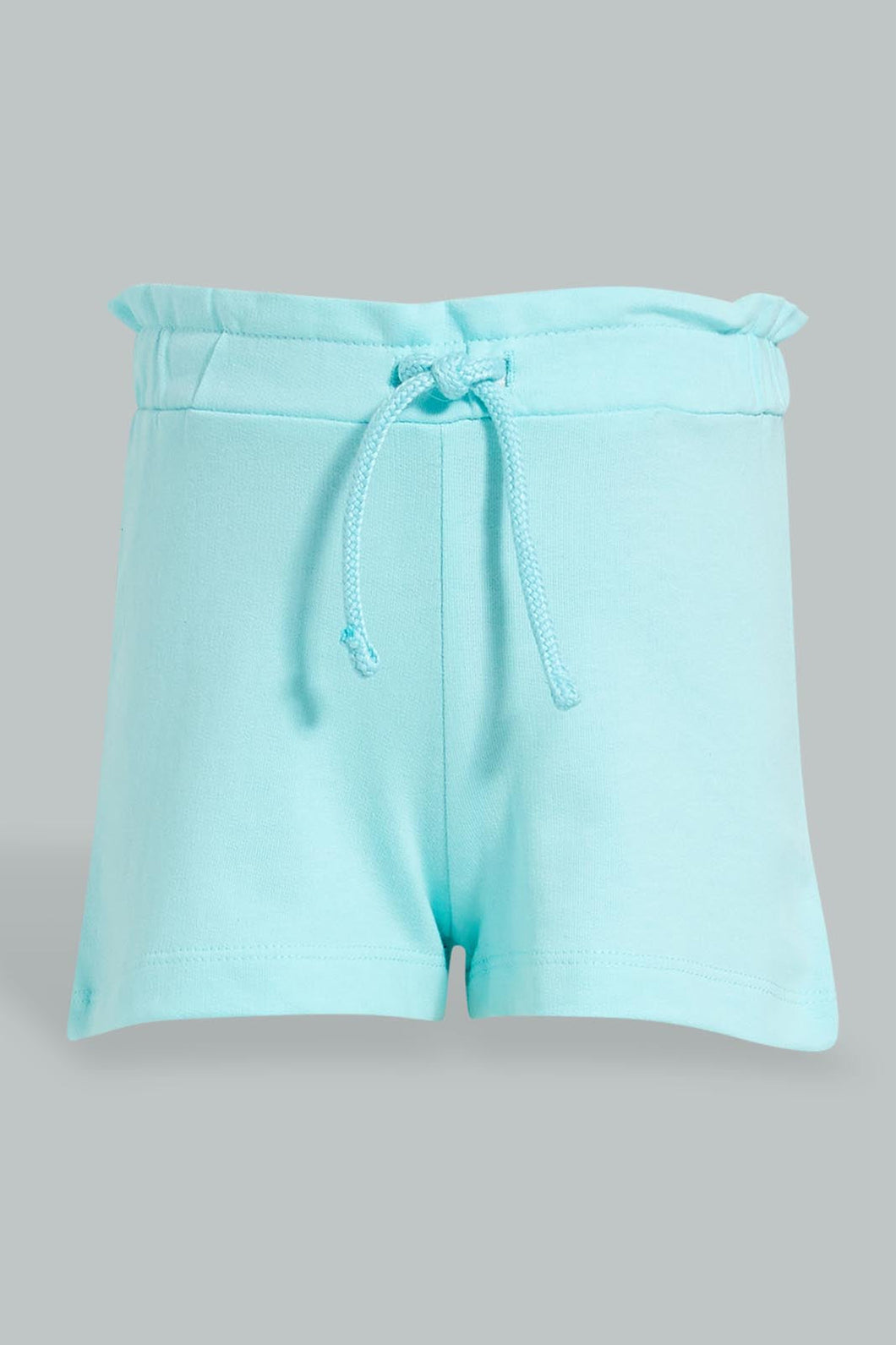 Blue Pull On Short For Baby Girls شورت مطاطي باللون الأزرق للبنات الرضع