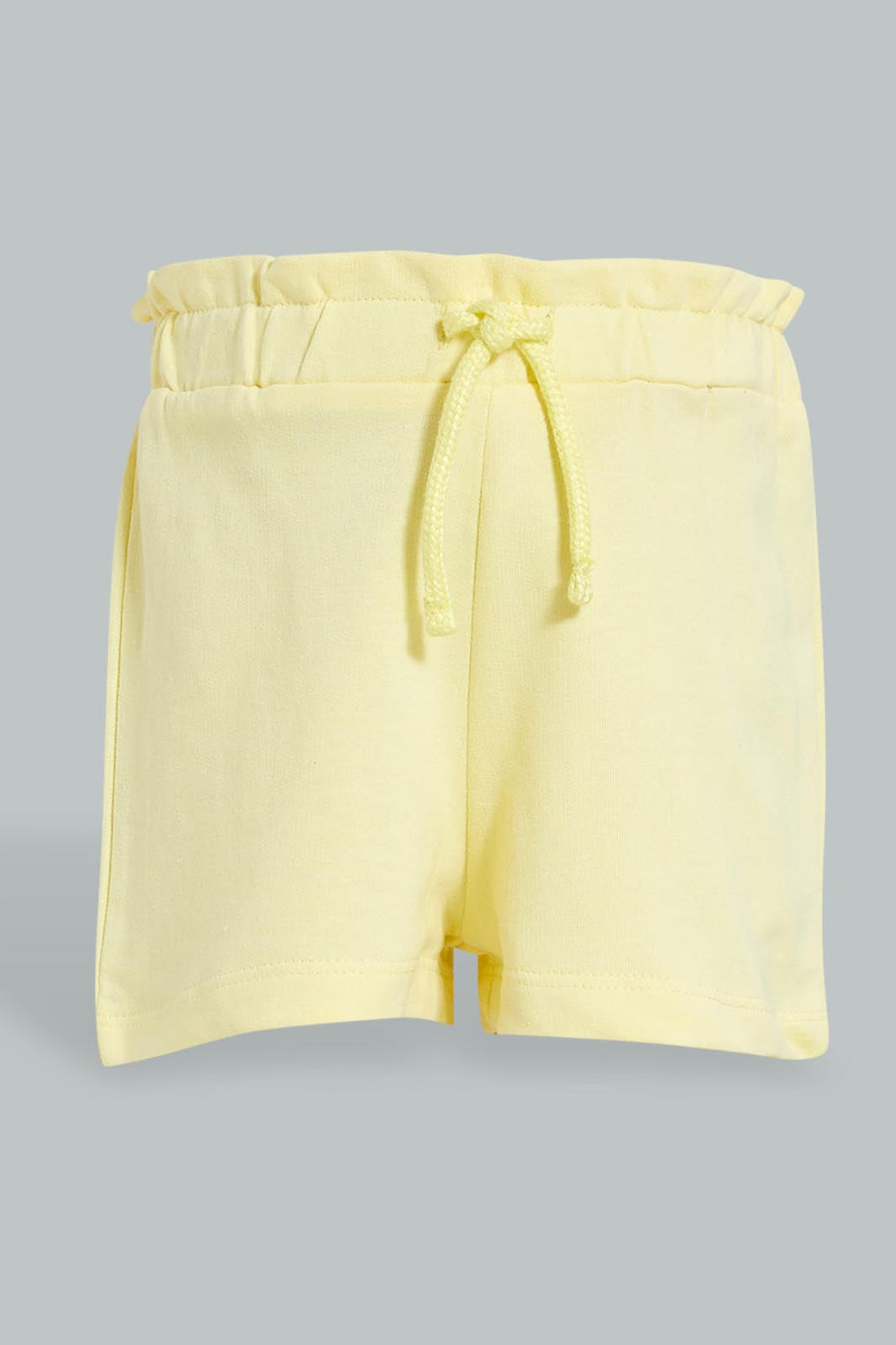 Yellow Pull On Short For Baby Girls شورت مطاطي باللون الأصفر للبنات الرضع