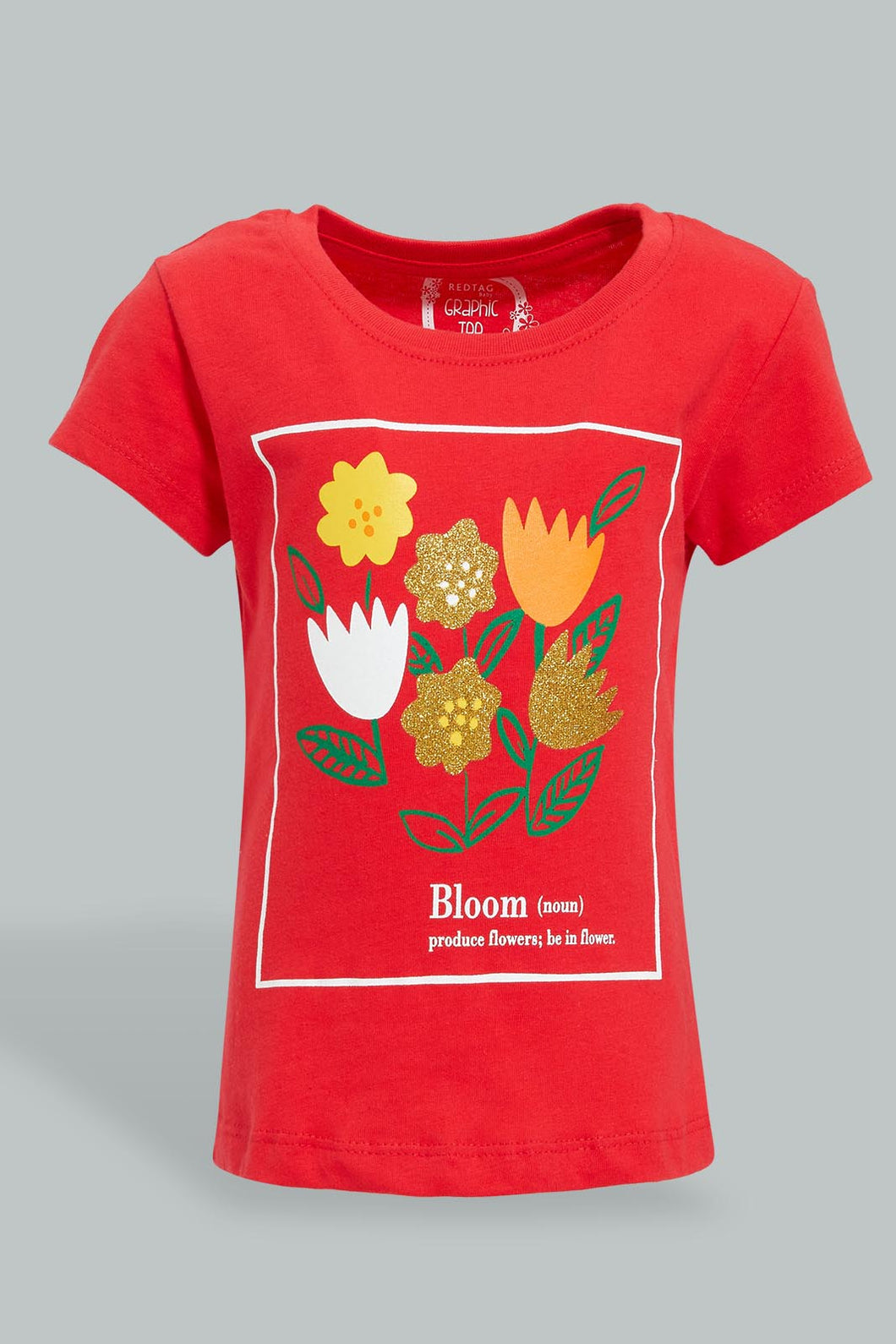 Red Graphic T-Shirt For Baby Girls تيشيرت مطبوع باللون الأحمر للبنات الرضع
