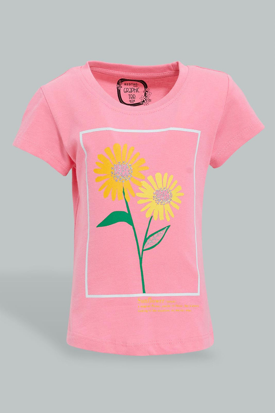 Pink Graphic T-Shirt For Baby Girls تيشيرت مطبوع باللون الوردي للبنات الرضع