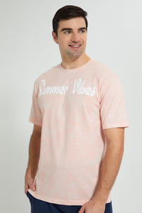 Pink Summer Vibes T-Shirt تيشيرت بطبعة شعار باللون الوردي