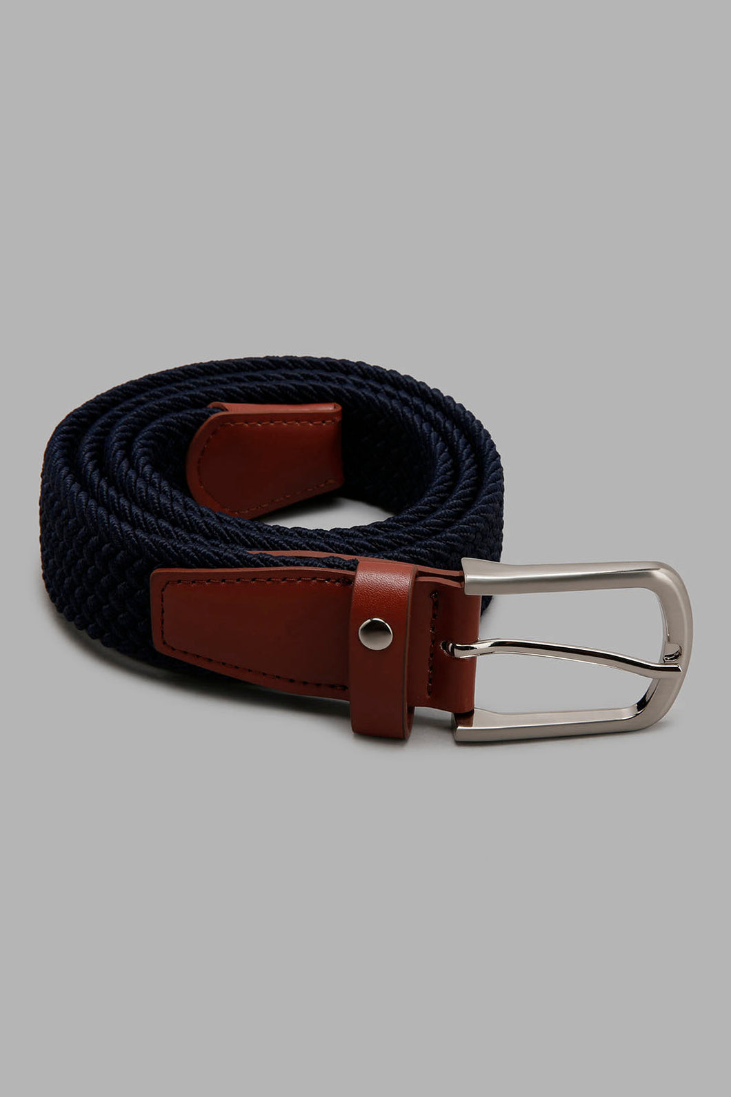 Navy Textured Belt حزام بملمس بارز باللون الكحلي