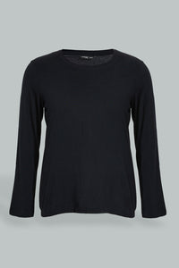 Black Long Sleeve T-Shirt تيشيرت بأكمام طويلة باللون الأسود