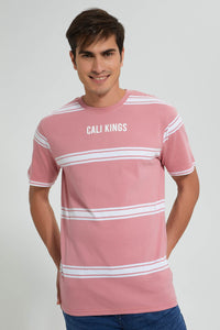 Pink Striped T-Shirt تيشيرت مخطط باللون الوردي