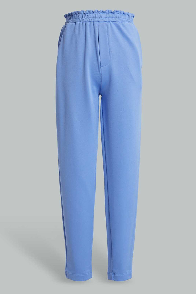 Blue Elasticated Active Pant For Senior Girls بنطلون بخصر مطاطي باللون الأزرق للبنات الكبار