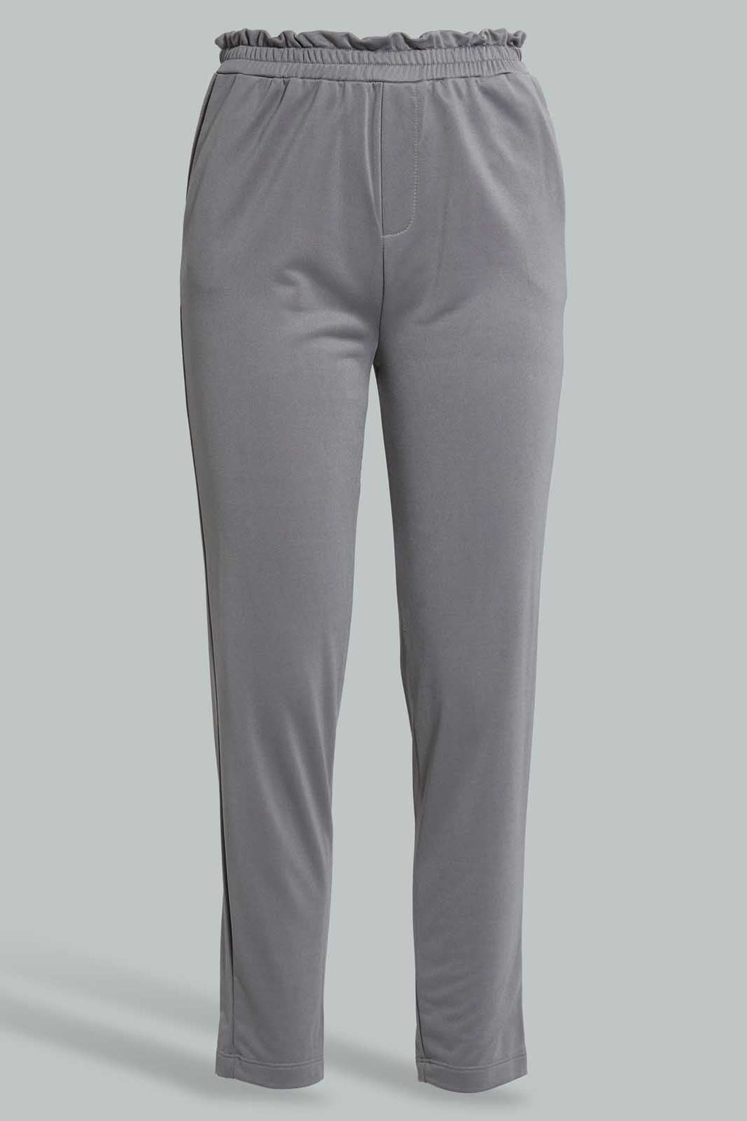 Grey Elasticated Pants For Girls بنطلون رمادي بخصر مطاطي للبنات الكبار