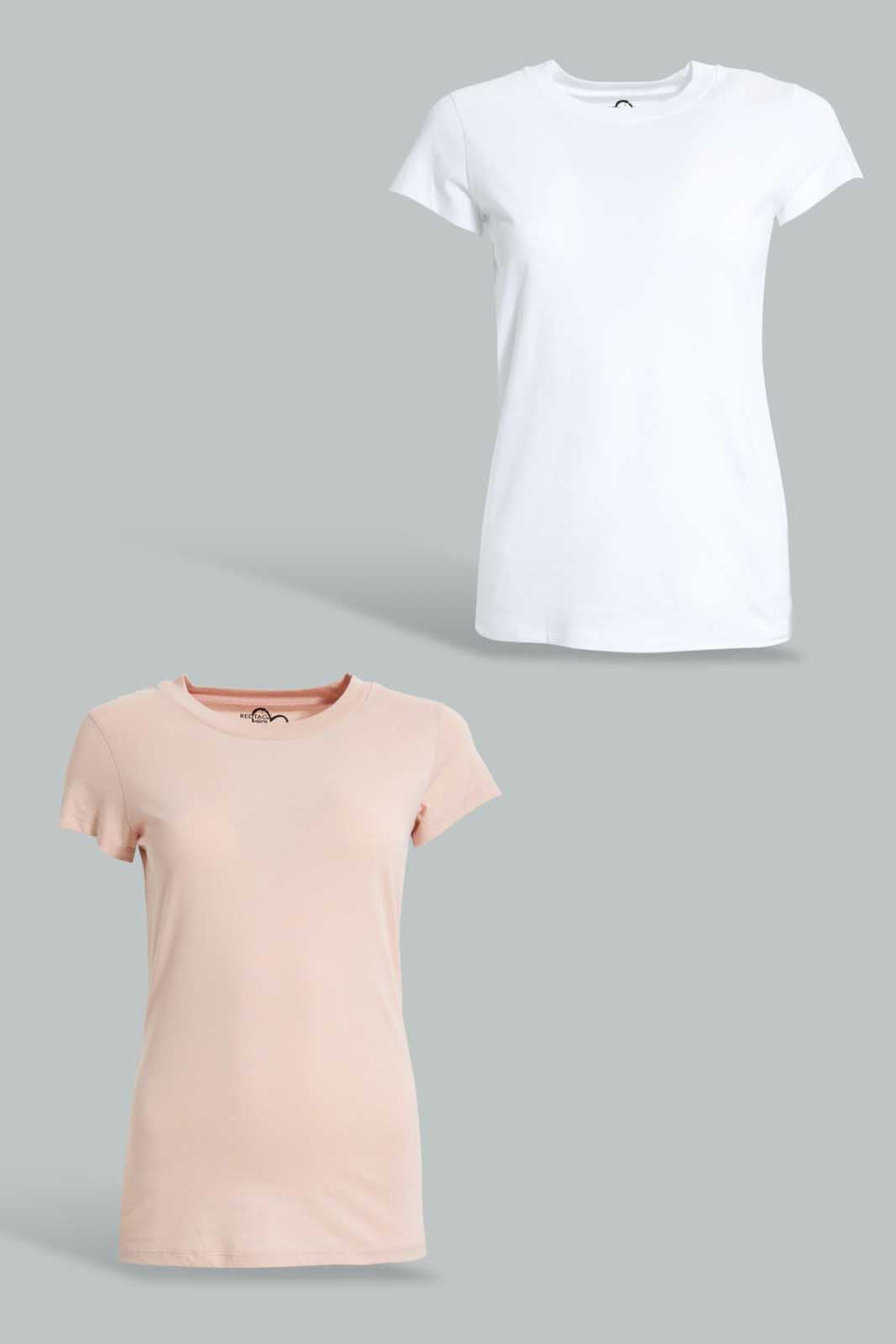 Pink And White Basic Top (2 Piece) طقم بلوزة باللون الوردي والأبيض (قطعتين)