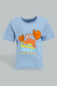 Blue Crab T-Shirt For Baby Boys تيشيرت سلطعون باللون الأزرق للأولاد الرضع