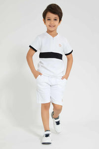 White Cute & Sewn Casual Set (2 Piece) طقم كاجوال مزين باللون الأبيض (قطعتين)