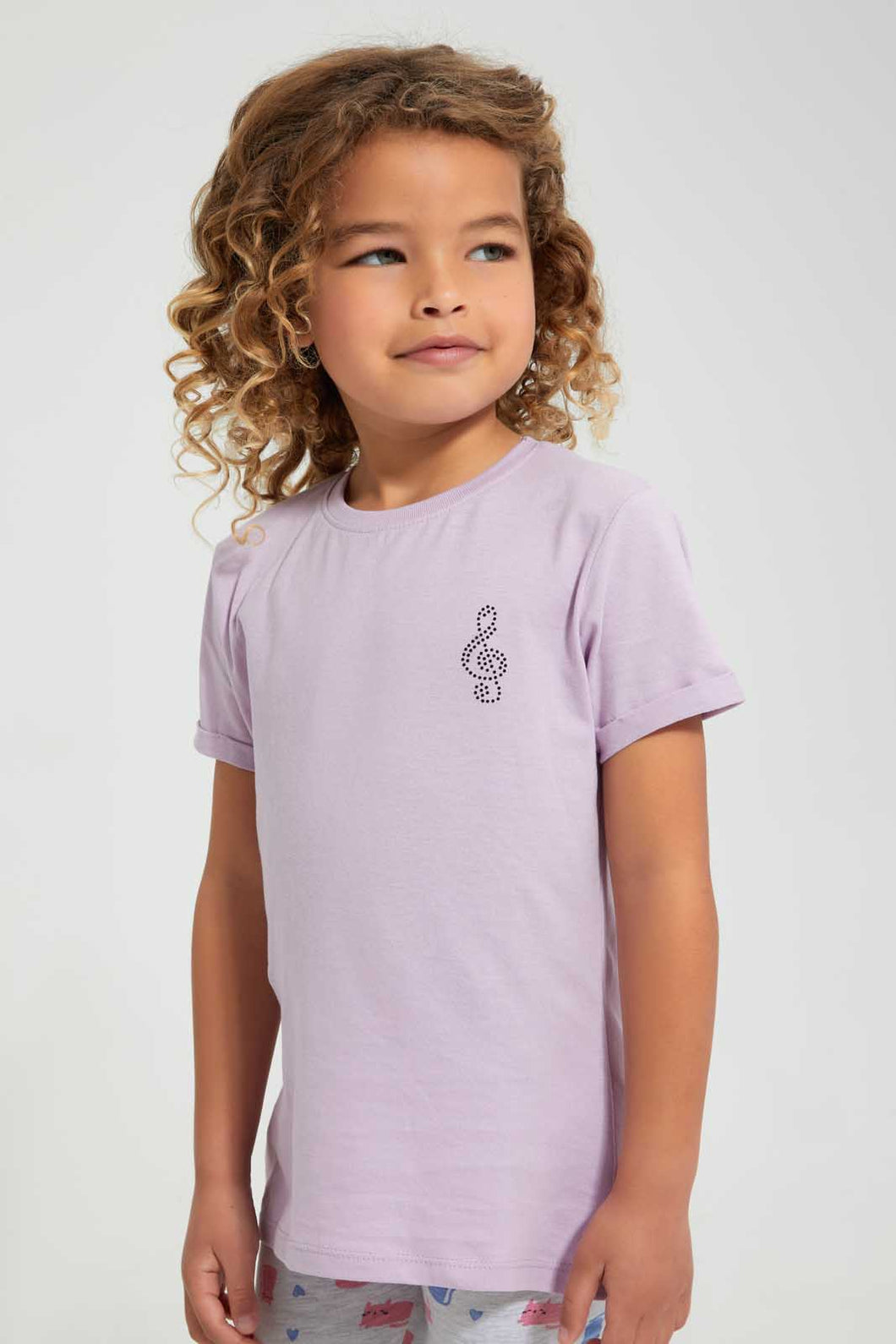 Lilac Embellished T-Shirt تيشيرت مزين باللون اليلك
