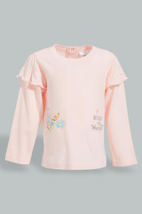 Pink Butterfly Applique T-Shirt تيشيرت مزين بفراشات باللون الوردي
