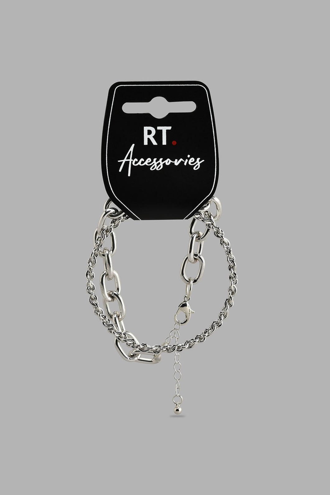 Silver Chain Bracelet For Women أسورة باللون الفضي للنساء (قطعتين)