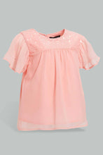 Load image into Gallery viewer, Pink Flutter Sleeved Blouse For Baby Girls
